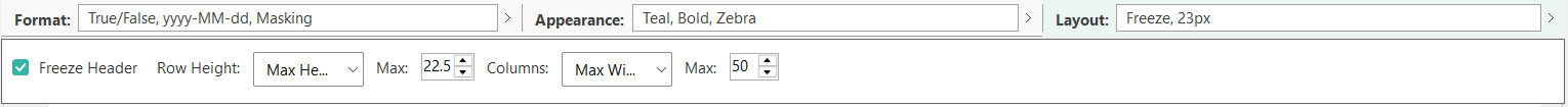 Layout configuration for export templates