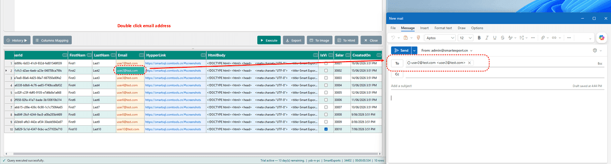 Double-click to open email client