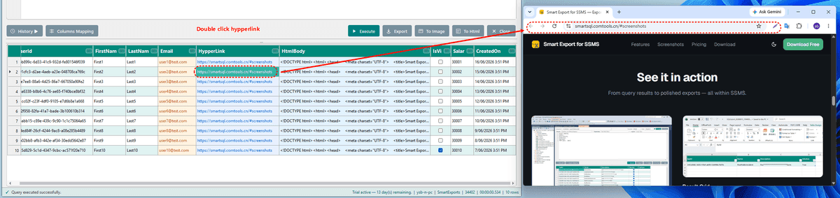 Double-click hyperlink to open site